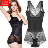 纪安芬 夏季超薄款塑身衣无痕连体产后收腹束腰美体衣塑形束身内衣服女 黑色 M建议90-105斤