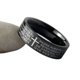 龙骑士个性食指钛钢指环韩版潮人女首饰品尾戒可配情侣一对霸气男士戒指 黑色经文一只 男中号57mm