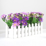 浩瀚摆件仿真花跳兰菊整体花艺 婚庆家居餐厅装饰小翠花白栅栏套装 白栅栏30cm+紫蓝