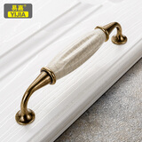 易嘉拉手 欧式柜门拉手衣柜橱柜抽屉五金田园裂纹陶瓷柜子把手 3030-孔距128mm