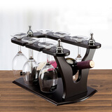 晶凤宇木制红酒架酒杯套装酒柜摆件开瓶器高脚杯架子欧式实木葡萄酒架 红酒架+红酒杯6个