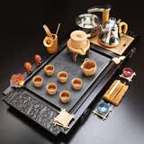 鼎器 带桶 整套紫砂陶瓷功夫茶具套装四合一电磁炉茶盘木竹乌金石茶海茶道茶台 14款：92CM祥云乌金石+五谷丰登+送桶