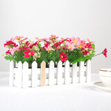 浩瀚摆件仿真花跳兰菊整体花艺 婚庆家居餐厅装饰小翠花白栅栏套装 白栅栏30cm+玫红