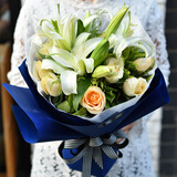 花锦集情人节鲜花同城配百合玫瑰送女友生日礼物混搭花束真花求婚表白 11香槟玫瑰9朵百合花束