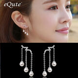 依特925银耳钉女珍珠耳钉高级感银耳环耳饰品流苏耳坠银饰银时尚耳钉