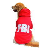 小不点狗狗衣服FBI 大狗衣服秋冬装 中大型犬宠物服装金毛萨摩拉布拉多 FBI加厚款-红色 XL-胸围100 背长70（适合55-70斤中大）