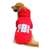 小不点狗狗衣服FBI 大狗衣服秋冬装 中大型犬宠物服装金毛萨摩拉布拉多 FBI加厚款-红色 L-胸围90 背长65（适合40-55斤中大型犬）