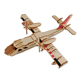 SUMUZU3D立体拼插玩具木质木制拼图汽车战斗机轮船儿童节积木拼装礼物 两栖轰炸机