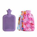 杜托 加厚橡胶热水袋可充水暖手袋注水热水袋冲水老式橡胶热水袋 大号紫色+随机色布套
