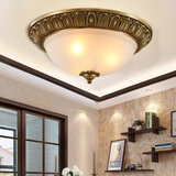 可洛 美式全铜吸顶灯 欧式灯卧室书房阳台灯玄关过道灯具 Y113-2C（直径30cm 高度13.5cm）