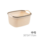 今皓仿藤编镂空收纳筐零食收纳盒 厨房手提塑料篮子桌面长方形收纳篮 中号