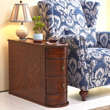 宝宾仕实木曲面边几美式沙发储物边桌欧式简约边柜客厅小茶几电话几角几 樱桃色 双抽屉81CM*27.5CM*61CM