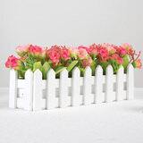 浩瀚摆件仿真花跳兰菊整体花艺 婚庆家居餐厅装饰小翠花白栅栏套装 白栅栏30cm+钻石玫粉色