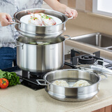 Momscook慕厨304不锈钢蒸锅汤锅 两层蒸锅 多层蒸锅 大容量8人以上使用 30x17cm双层(MT30ST  ) 30cm