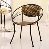 马图腾靠背藤椅户外阳台桌椅休闲夏凉椅子时尚藤编小椅子塑料椅子 大号奢华款双色（坐高43cm）