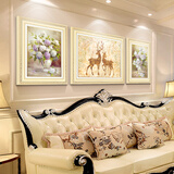 泓砚欧式客厅餐厅装饰画美式简欧油画风格走廊沙发背景墙壁儿童房挂画 福禄双全-香槟金 中80X60左右40X60cm