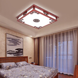 梓煊阁木艺客厅灯吸顶灯仿古实木长方形现代中式书房简约餐厅卧室灯具饰 30*30CM LED单色