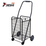 杰适（jieshi）爬楼买菜购物车便携可折叠老年手拉车手推车行李车拖车铁质菜篮车 新购四轮黑色