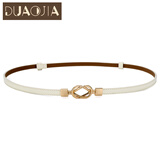 DUAOJAI 皮带女真皮细腰带时尚韩版装饰配裙韩国简约百搭女士潮个性漆皮女腰链 白色