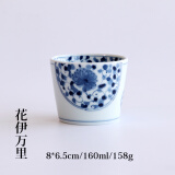 光峰 日式茶杯日本进口茶具陶瓷品茗杯功夫茶杯单杯主人杯180ml家用小茶杯子 蓝凛堂-花伊万里