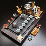 鼎器 带桶 整套紫砂陶瓷功夫茶具套装四合一电磁炉茶盘木竹乌金石茶海茶道茶台 17款：92CM小钻乌金石+一往情深+送桶