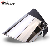 riguang防紫外线大檐遮阳帽防晒面罩骑行出游防风夏季户外遮脸空顶太阳帽 针织黑+银色镜片