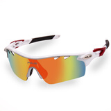 POLISI专业偏光骑行眼镜男女款户外运动自行车眼镜防风沙护目镜骑行装备 白色（5组镜片+偏光）