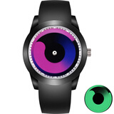 学生手表男孩韩版简约潮流初中石英男表创意个性酷炫腕男士picto手表防水青少年电子表漩涡概念手表 夜光版-黑带红显