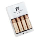 沣标(FB)四槽标准充电套装(AA1000mAh*4节)充电器配AA/5号镍氢可充电电池 适用玩具/闪光灯/麦克风/鼠标等