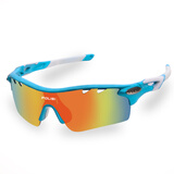 POLISI专业偏光骑行眼镜男女款户外运动自行车眼镜防风沙护目镜骑行装备 蓝色（5组镜片+偏光）