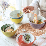 美浓烧（Mino Yaki） 绘手纸面碗日式和风蔬菜大碗釉下彩味千拉面碗日本进口餐具 红萝卜小碗HLB-1