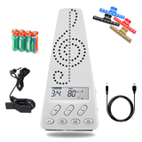 CHERUB 小天使节拍器wmt220人声数拍电子节拍器钢琴吉他架子鼓节拍器 白色+电池+usb数据线+乐谱夹