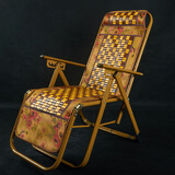 珉居夏季竹凉席躺椅折叠午休椅麻将席午睡椅休闲办公室户外便携沙滩椅 混色躺椅