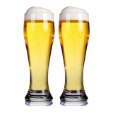 帕莎帕琦啤酒杯进口吹制超大容量无铅玻璃扎啤果汁饮料水杯665ML2只42756