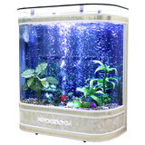 喜灏欧式双圆形生态金鱼缸水族箱中型创意客厅家用免换水屏风鱼缸定制 152x50x138（带一键换水）