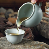 汝窑有把长嘴茶海公道杯套装功夫美到家茶具青陶瓷茶具茶道茶杯套装开片 有把茶海