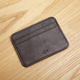三间蓝卡包男士真皮牛皮超薄零钱包商务卡夹门禁卡套多卡位迷你零钱小包 咖色自然纹 