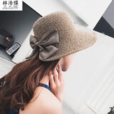 林洛蝶 太阳帽女蝴蝶结草帽夏季遮阳帽子度假防晒沙滩帽 咖啡蝴蝶结草帽混色