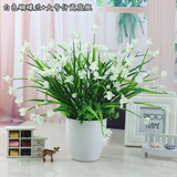 小清新中式蝴蝶兰花艺仿真花套装 客厅假花设计绢花玄关装饰摆设餐桌茶几摆件家居装饰品 白色蝴蝶兰+大号仿陶花瓶