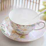 文盾（WENDUN） 英式骨瓷咖啡杯套装欧式下午茶茶具创意陶瓷简约家用红茶杯 金箔【粉之恋（无内花款）】