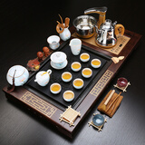 鼎器 带桶 整套紫砂陶瓷功夫茶具套装四合一电磁炉茶盘木竹乌金石茶海茶道茶台 08款：88CM古香乌金石+手绘百合+送桶