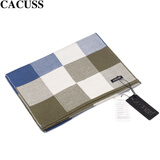 卡古斯(cacuss)羊毛围巾男士冬季围脖加厚保暖百搭格子高档商务圣诞礼物礼盒装W0046 W0043蓝色军绿格子