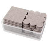 馨梦园 毛毡EVA桌椅脚垫 硅胶防滑桌椅脚套 地板保护脚垫套装 自由裁剪组合盒装椅子腿垫 毛毡米色*128片装