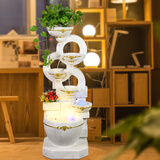 水渡烟云大型落地欧式风车流水喷泉摆件客厅会所公司开业水景礼品加湿器 18018B白色52*45*130CM