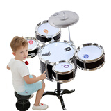 俏娃宝贝儿童架子鼓初学者3家用练习打击乐器2男孩敲打鼓56小孩生日礼物8 启蒙玩乐轻松学鼓：黑