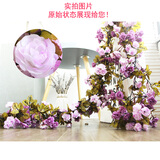 仿真花藤装饰假花藤条玫瑰绢花婚庆拱门管道吊顶阳台装饰塑料花 72朵秋款紫色