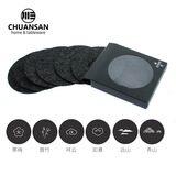 川三可定制 加厚新中式杯垫 茶壶垫 养壶吸水防刮桌面吸水毛毡杯垫 灰黑色6片(不同图案)