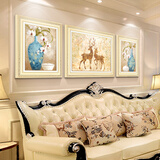 泓砚欧式客厅餐厅装饰画美式简欧油画风格走廊沙发背景墙壁儿童房挂画 福禄平安-香槟金 中80X60左右40X60cm