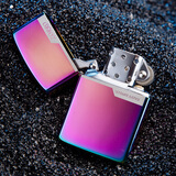 ZORRO佐罗煤油打火机超薄防风纯铜个性男复古老式磨砂黑冰朴实标志刻字 幻彩标志