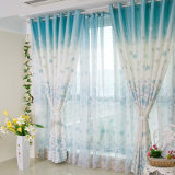 美丽契约 田园花朵半遮光窗帘韩式客厅卧室窗帘 蓝色田园-布(挂钩) 2.5米宽x2.7高一片